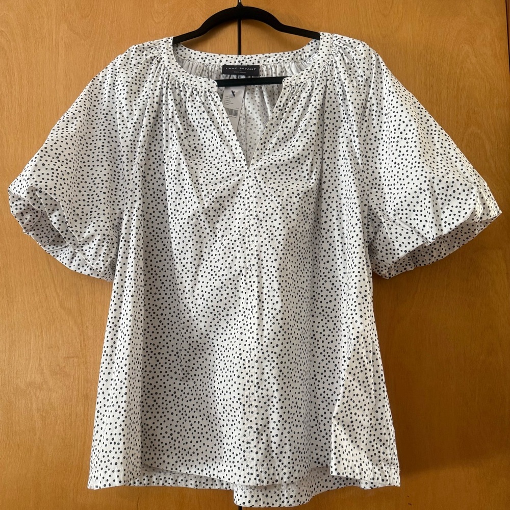 Lane Bryant Black and White Polka Dot Blouse